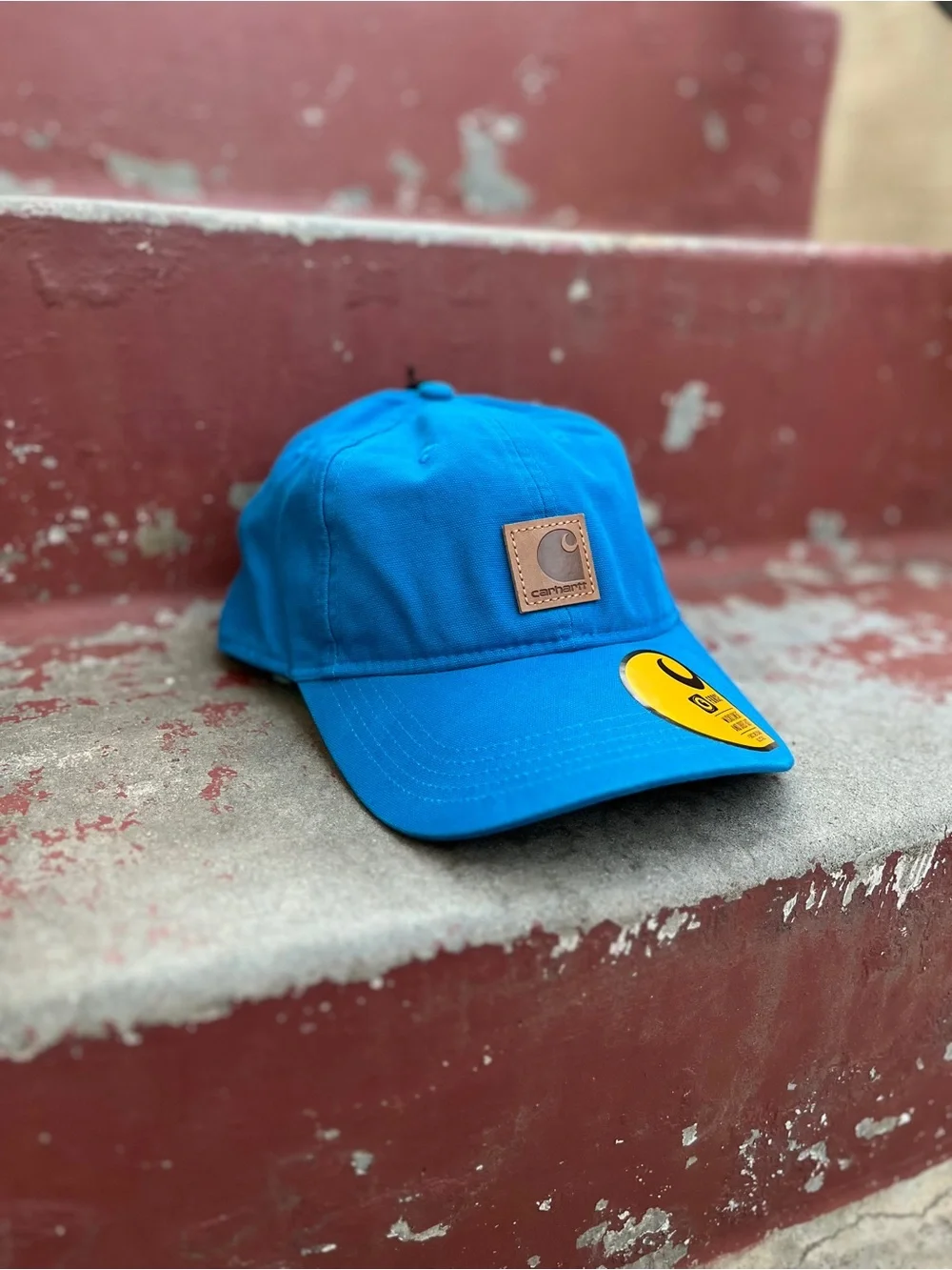Carhartt Blue Canvas Cap with Leather Patch AH0289 NWT